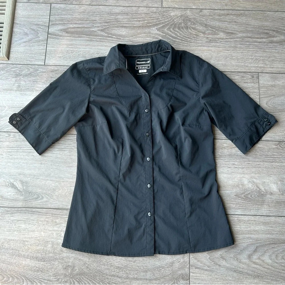 Merrell Black Button Down Opti Wick Short  Sleeve Shirt - Picture 4 of 15